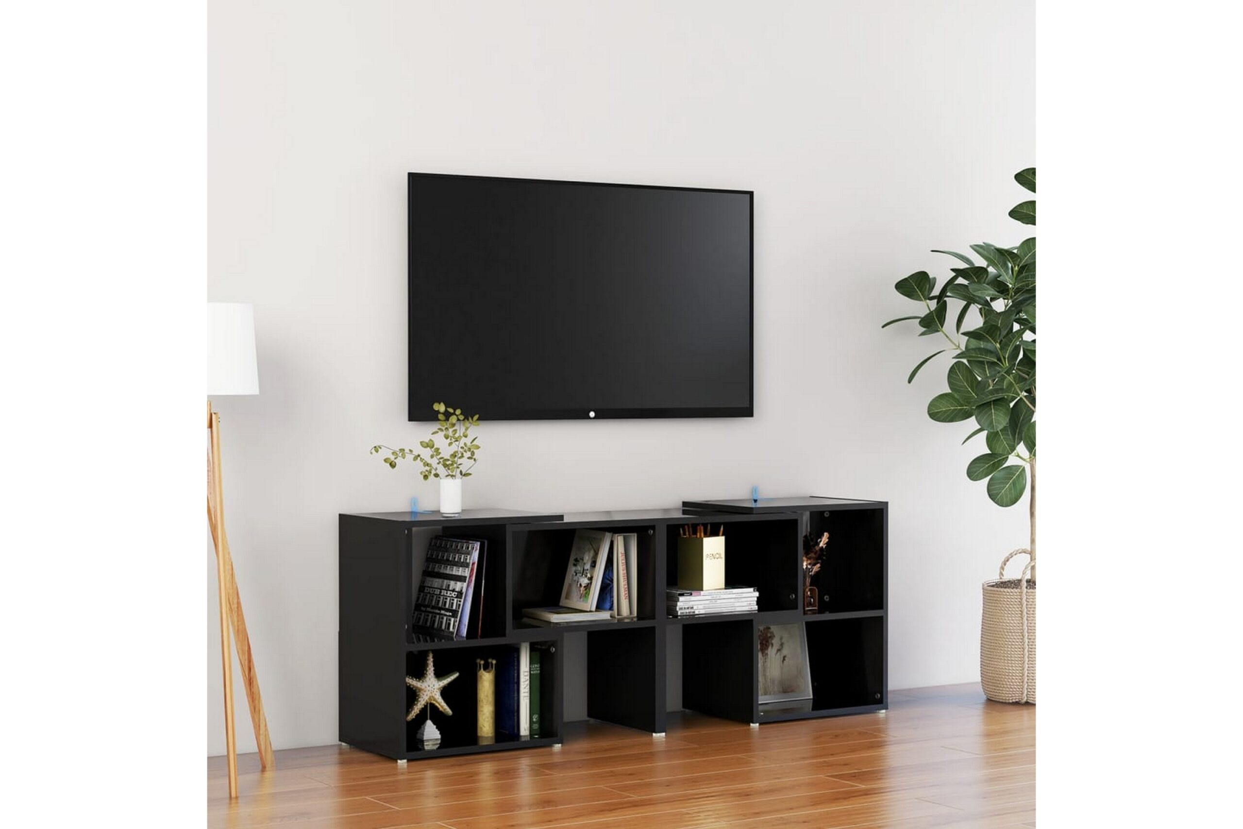 TV-taso korkeakiilto musta 104x30x52 cm lastulevy - Musta