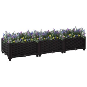 Korotettu kukkalaatikko 120x40x23 cm polypropeeni - Musta