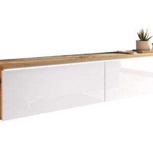 Tv-taso Lourmais 140 cm Valkoinen LED - Valkoinen/Luonnonväri