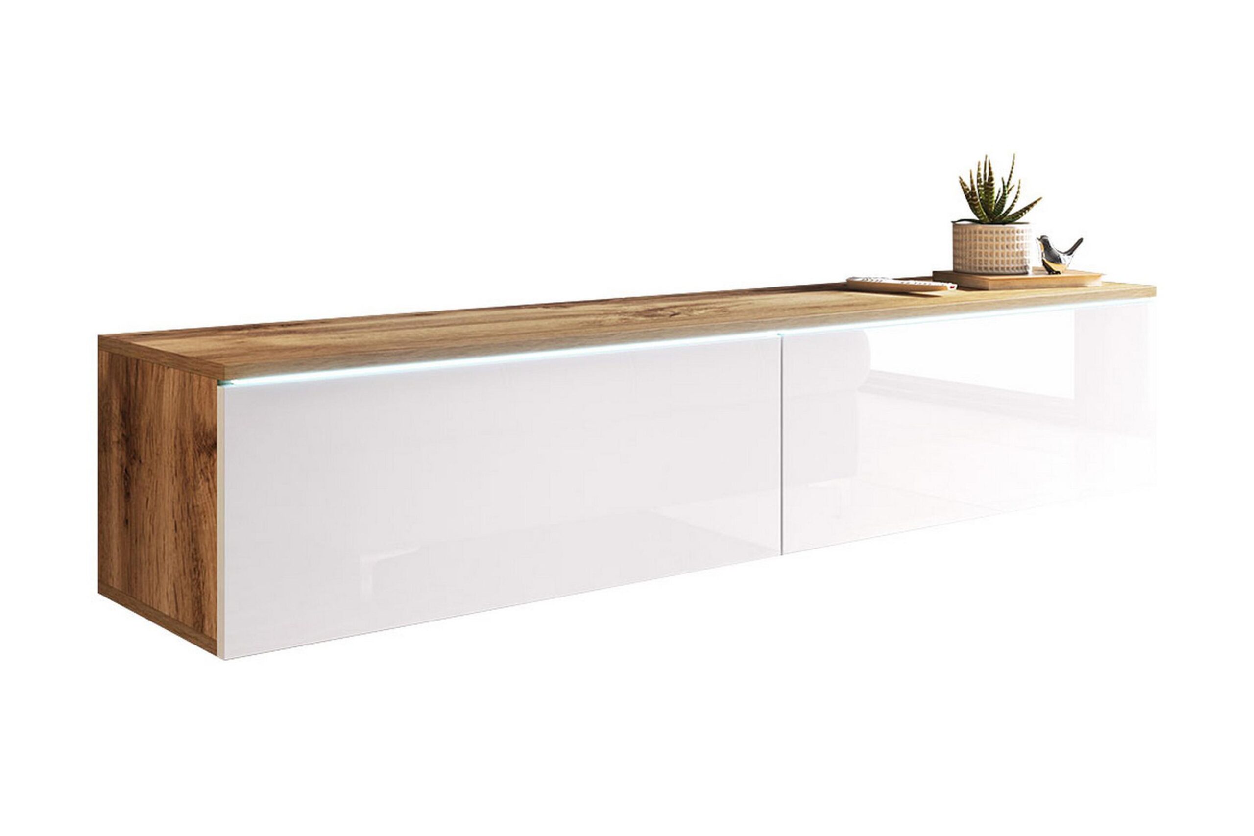 Tv-taso Lourmais 140 cm - Valkoinen/Luonnonväri