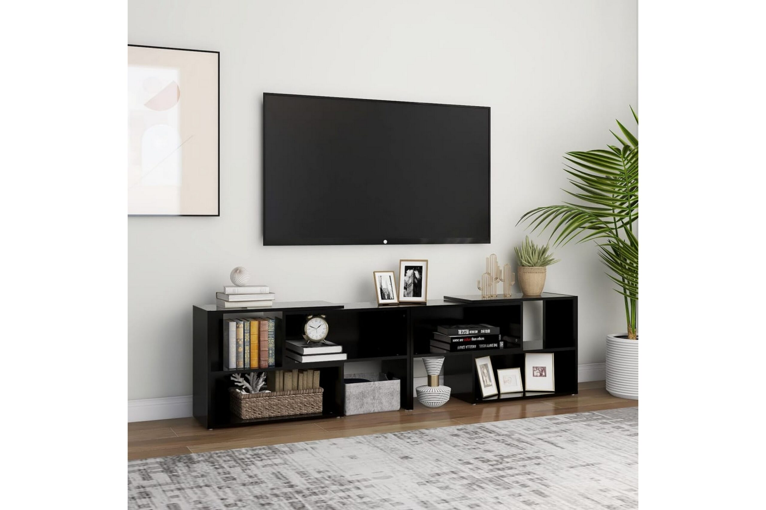 TV-taso musta 149x30x52 cm lastulevy - Musta