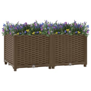 Korotettu kukkalaatikko 80x40x38 cm polypropeeni - Ruskea