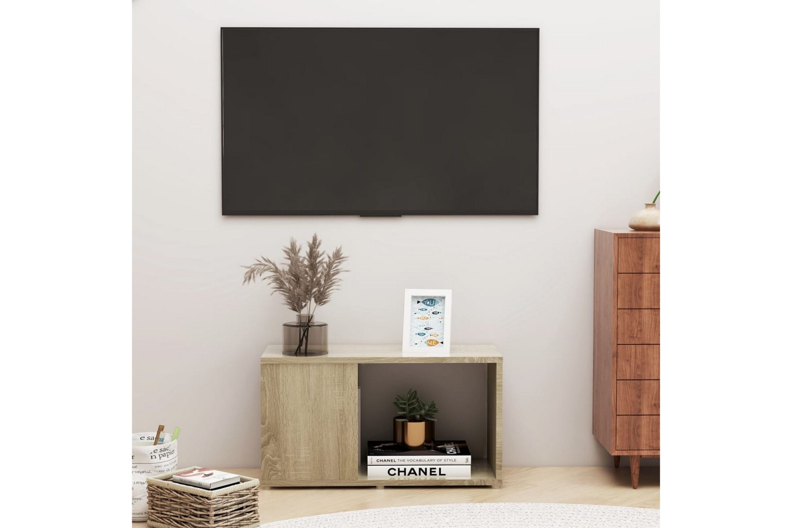 TV-taso Sonoma-tammi 60x24x32 cm lastulevy - Ruskea
