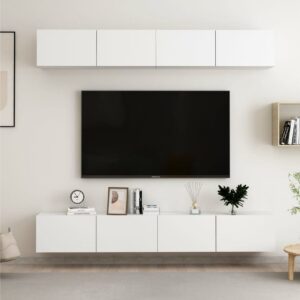 TV-tasot 4 kpl valkoinen 100x30x30 cm lastulevy - Valkoinen