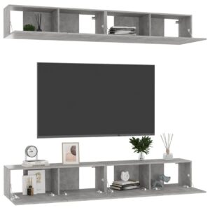 TV-tasot 4 kpl betoninharmaa 100x30x30 cm lastulevy - Harmaa