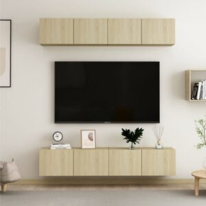 TV-tasot 4 kpl Sonoma-tammi 80x30x30 cm lastulevy - Ruskea