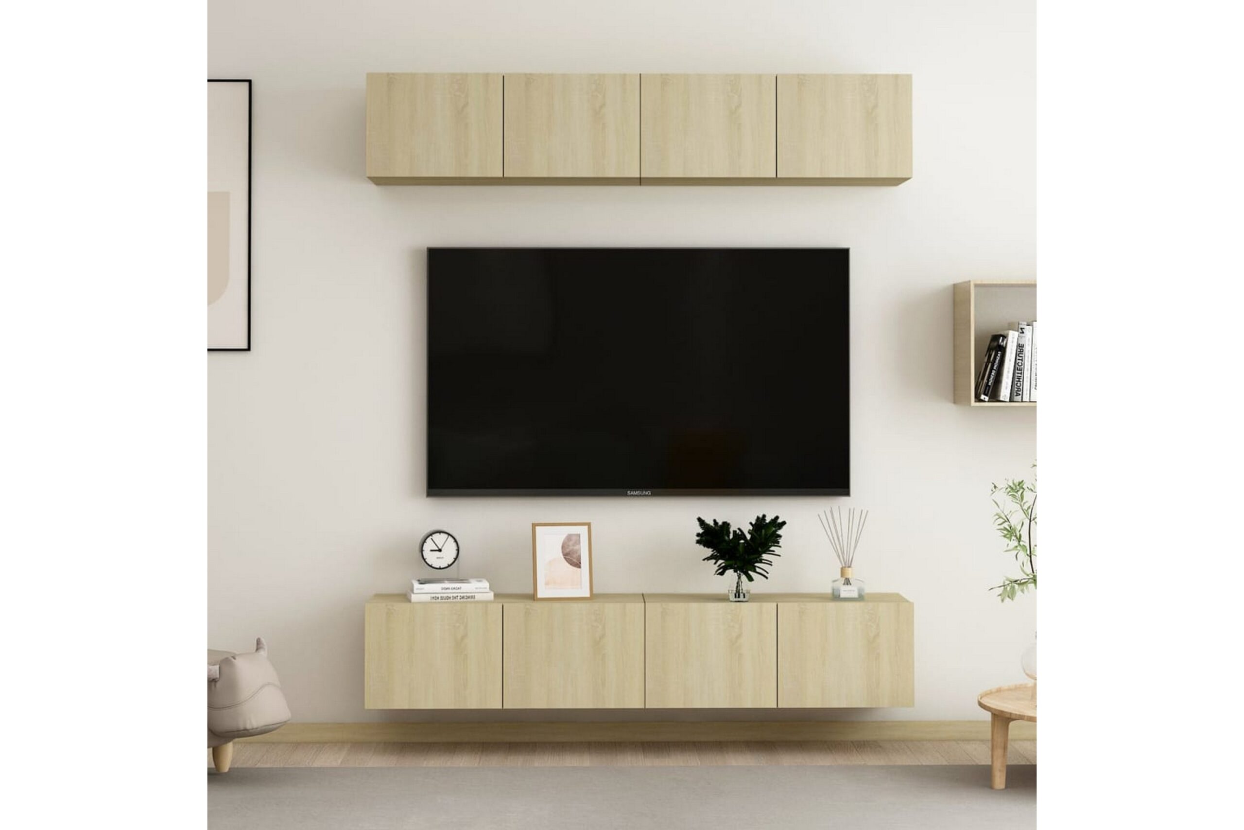 TV-tasot 4 kpl Sonoma-tammi 80x30x30 cm lastulevy - Ruskea