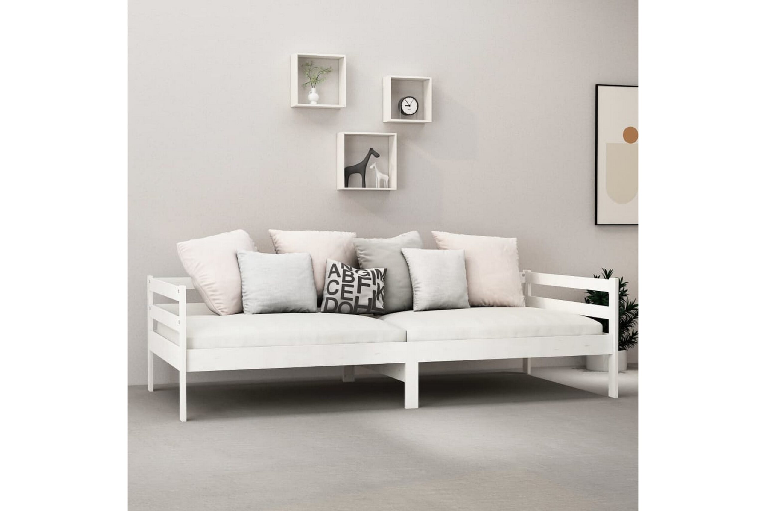 Päivävuode valkoinen täysi mänty 90x200 cm - Valkoinen