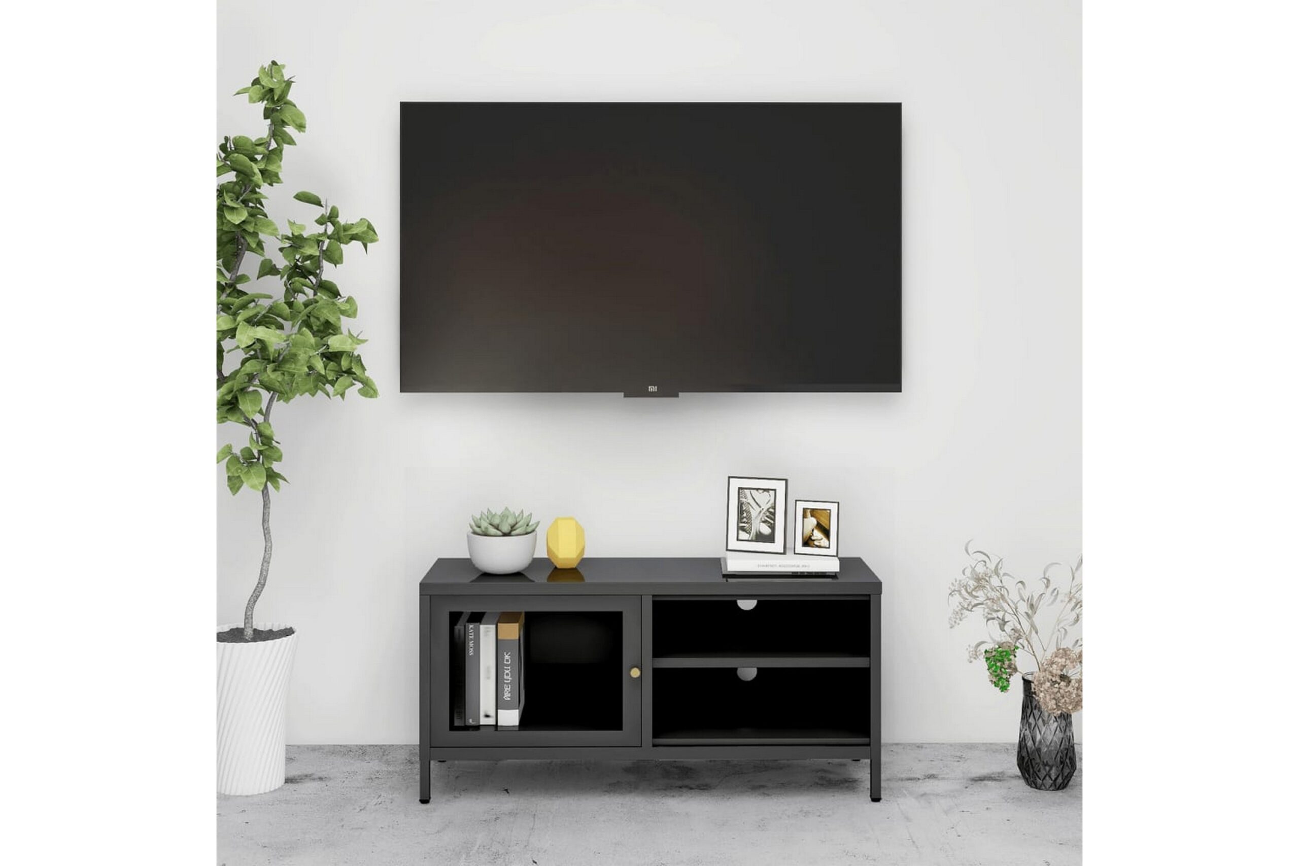 TV-taso antrasiitti 90x30x44 cm teräs ja lasi - Antrasiitti