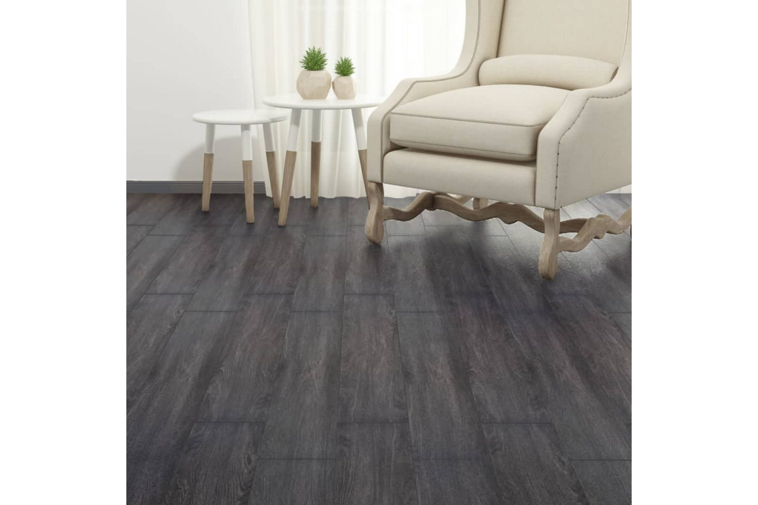 Itsekiinnittyvät PVC-lattialankut 5,21 m² 2 mm - Musta