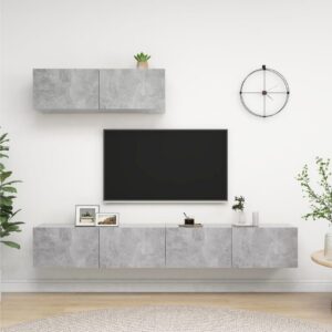 TV-taso 3 kpl betoninharmaa lastulevy - Harmaa
