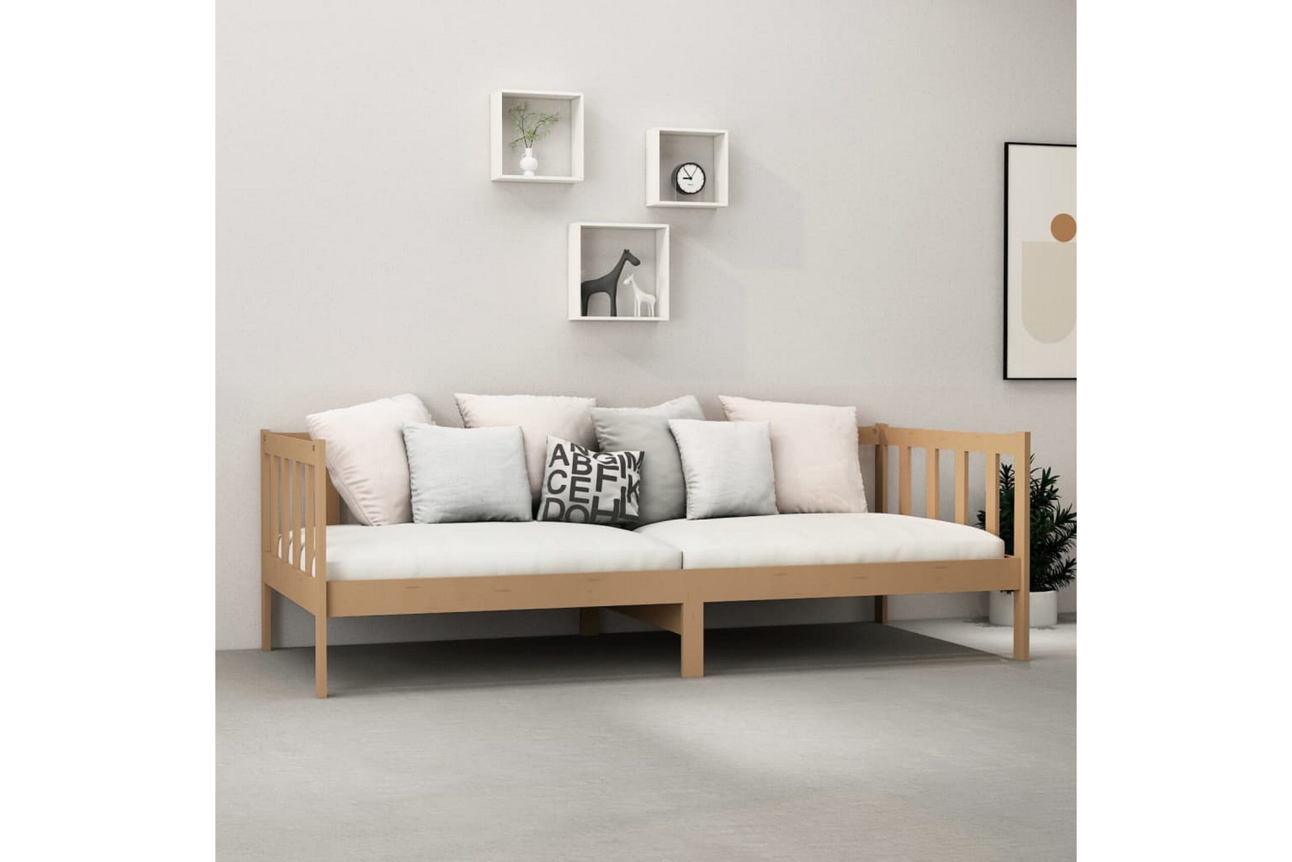 Päivävuode hunajanruskea täysi mänty 90x200 cm - Ruskea