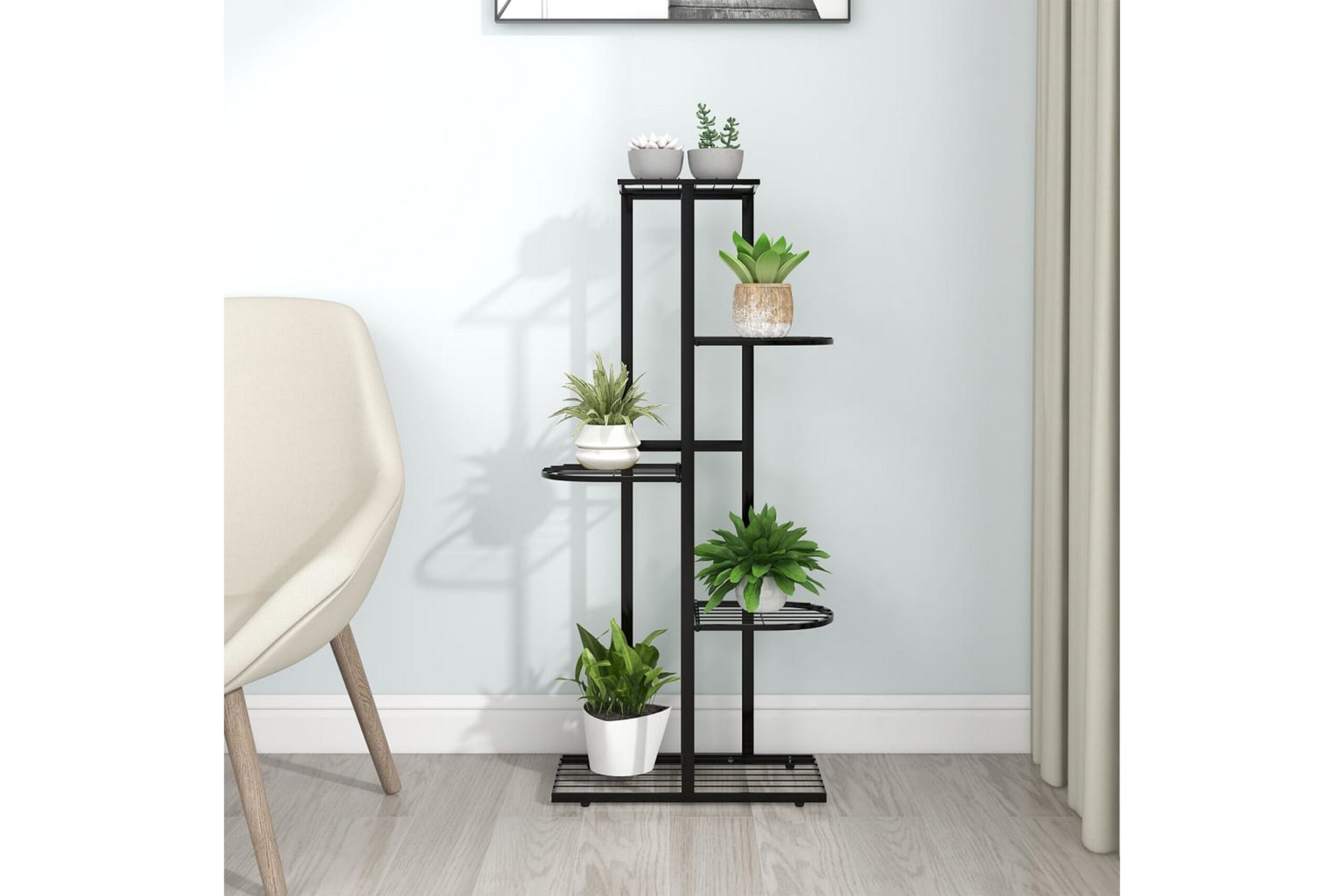 5-kerroksinen kukkateline 43x22x98 cm musta metalli - Musta