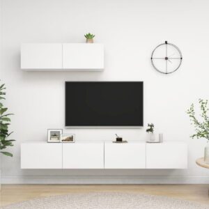 TV-taso 3 kpl valkoinen lastulevy - Valkoinen