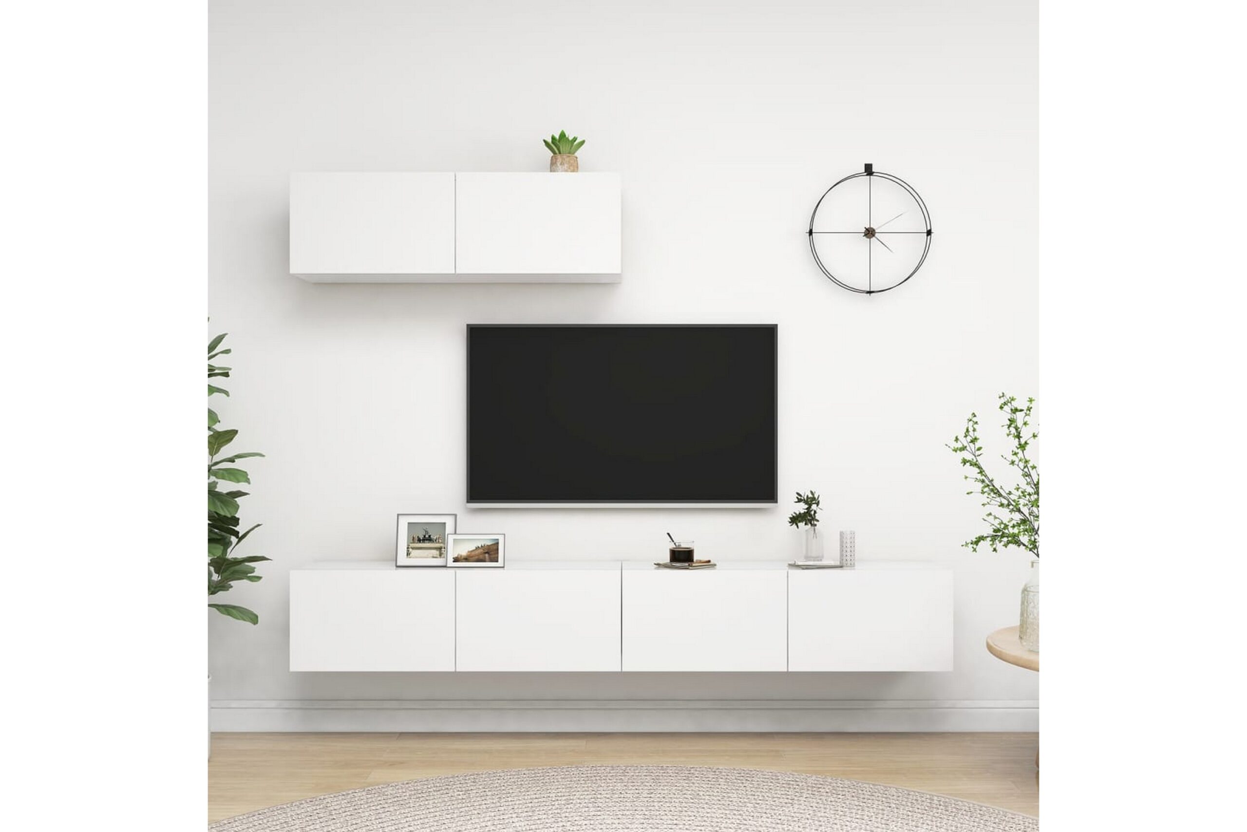 TV-taso 3 kpl valkoinen lastulevy - Valkoinen