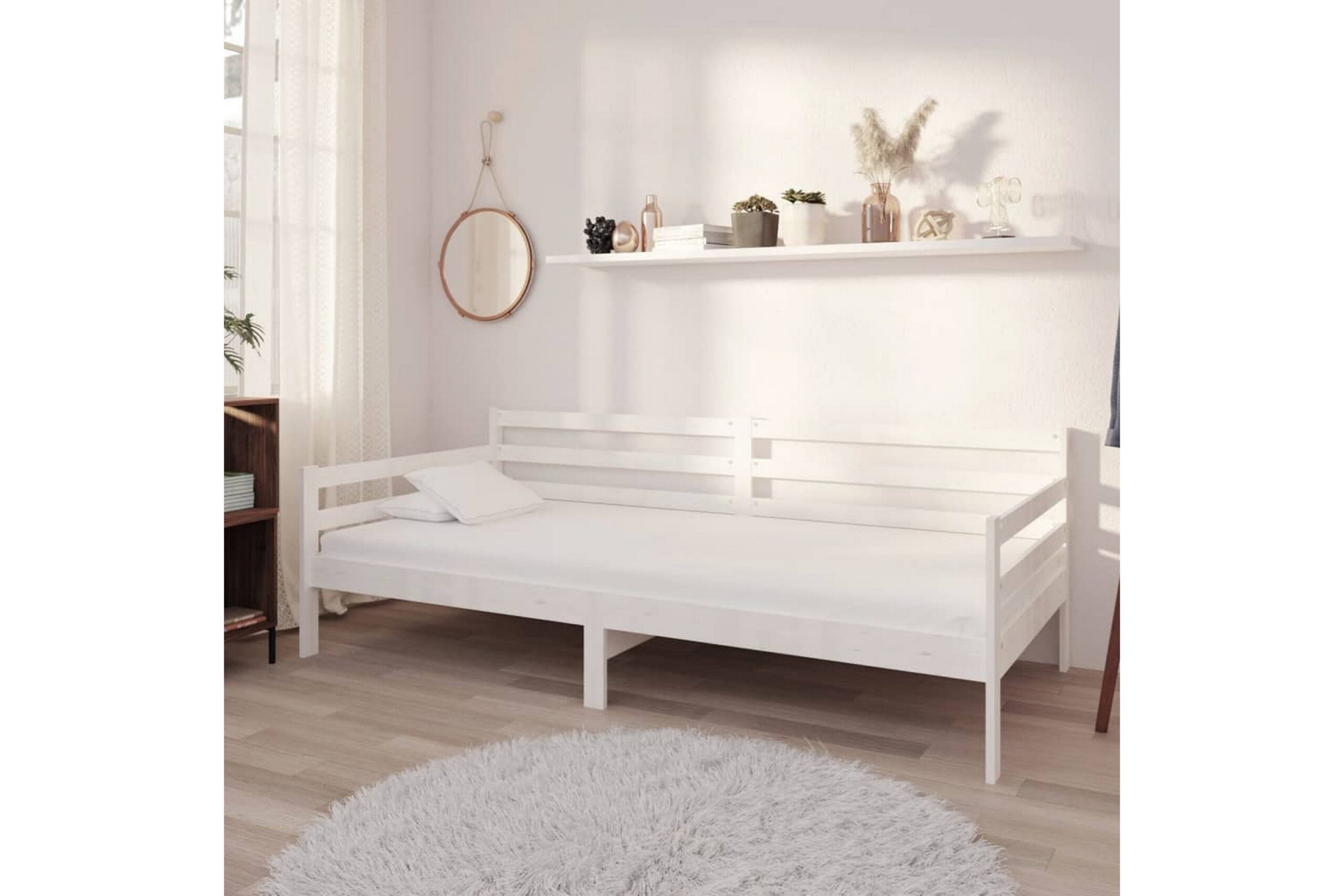 Päivävuode valkoinen täysi mänty 90x200 cm - Valkoinen