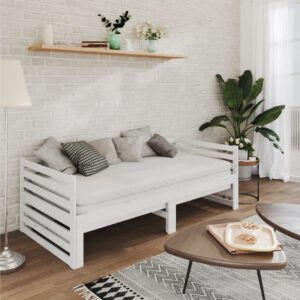 Päivävuode ulosvedettävä valkoinen täysi mänty 2x(90x200) cm - Valkoinen