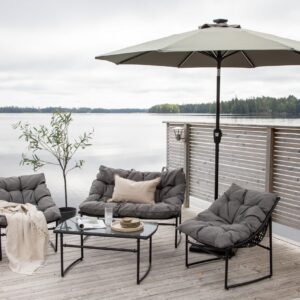 Aurinkovarjo Sabal 270 cm LEDillä - Harmaa