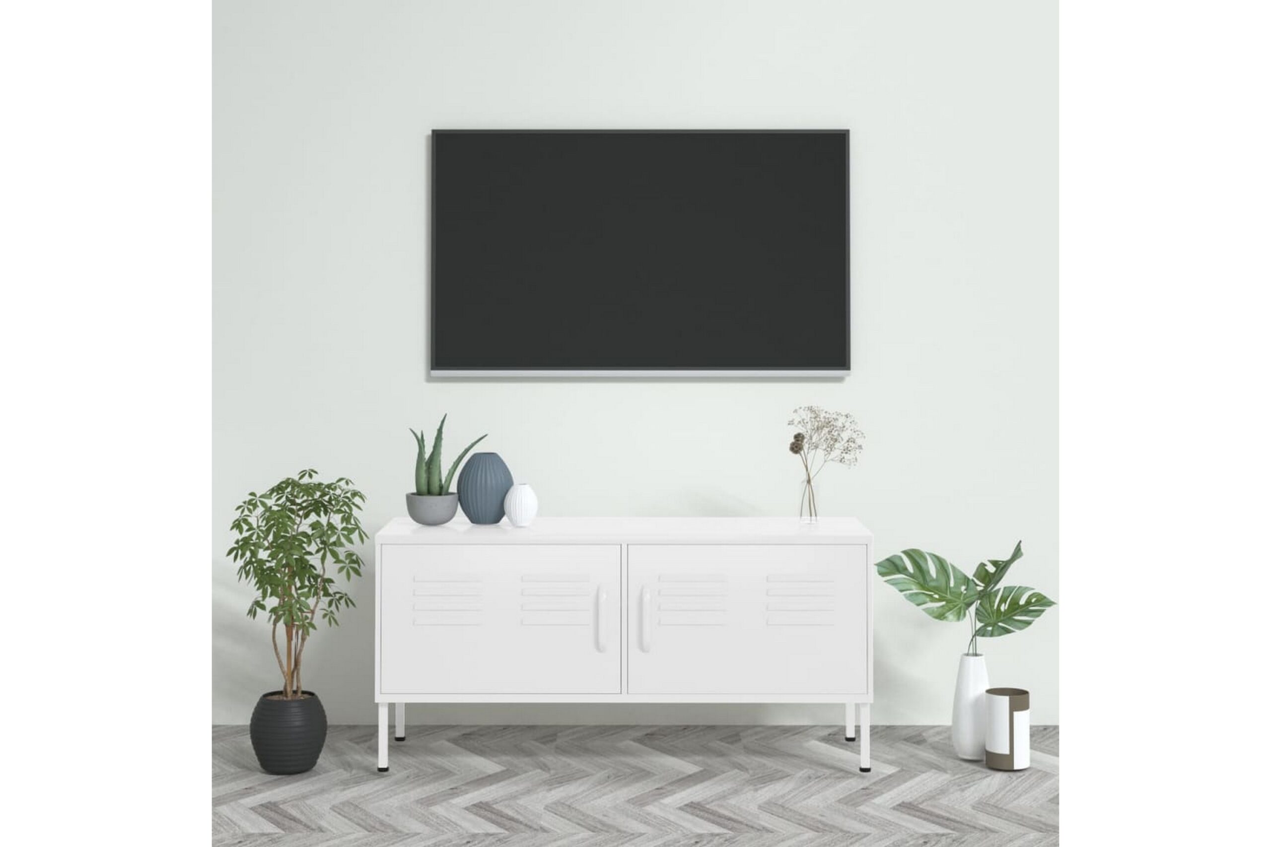 TV-taso valkoinen 105x35x50 cm teräs -