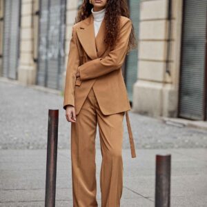 Jorja Korkeavyötäröiset Housut Camel