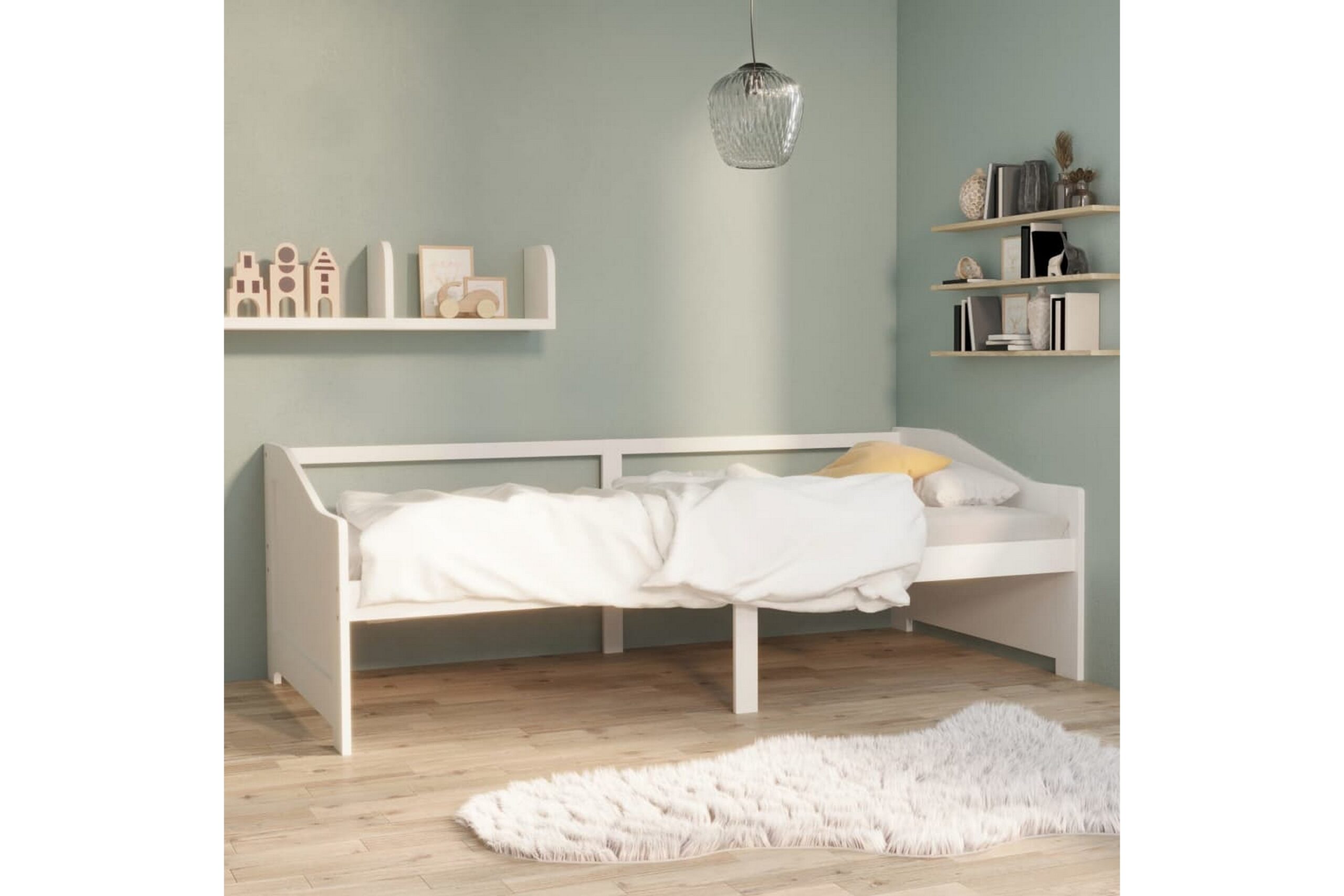 Päivävuode 3-istuttava valkoinen täysi mänty 90x200 cm -
