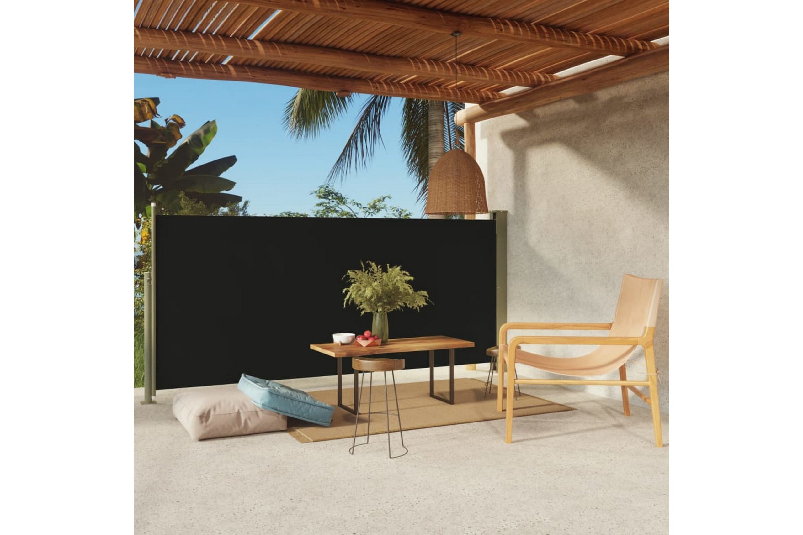 Sisäänvedettävä terassin sivumarkiisi 140x300 cm musta -