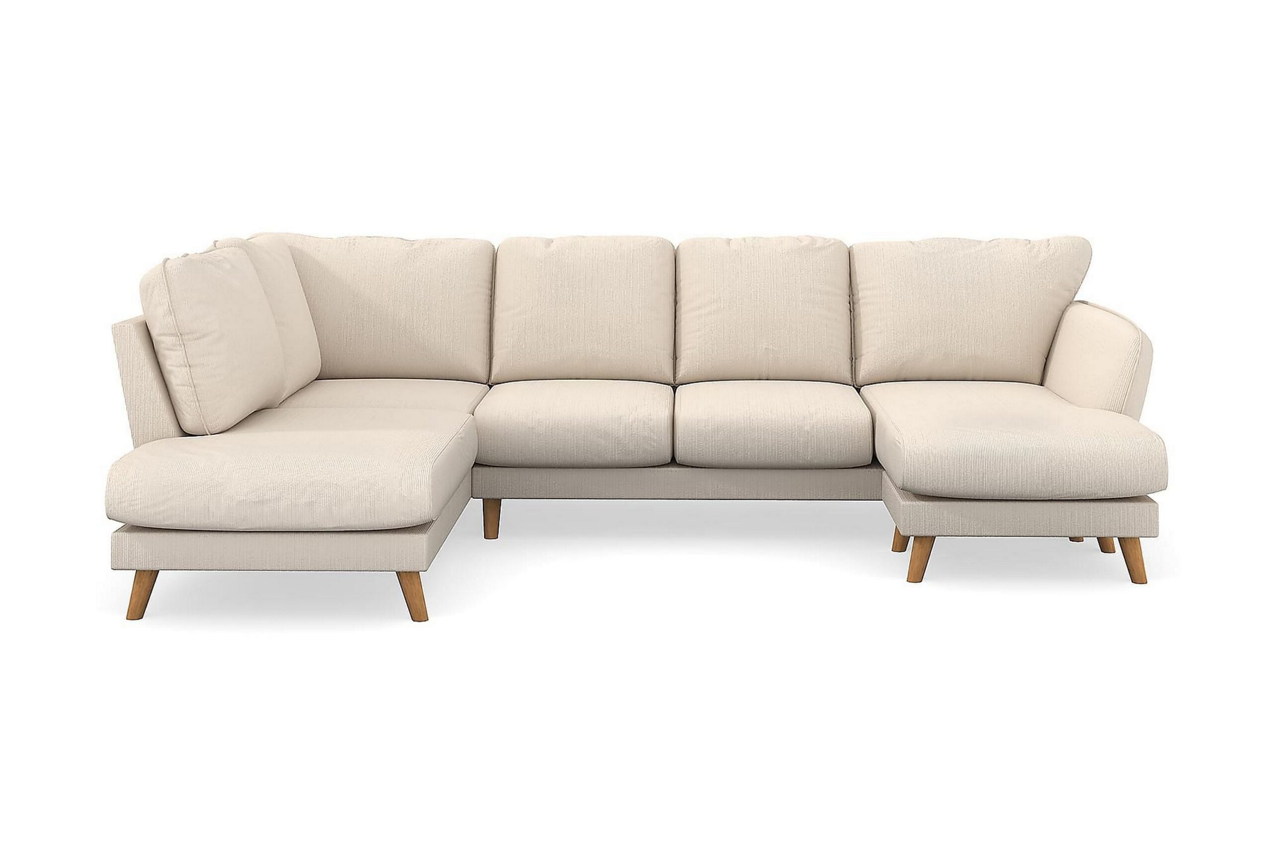 Trend Lyx U-sohva divaanilla Oikea - Beige Vakosametti