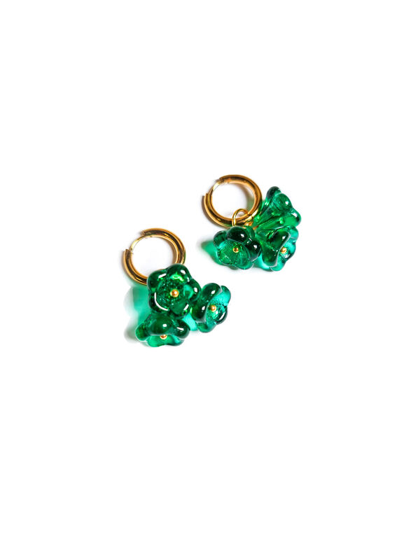 Floral Sorbet korvakorut, Kulta - Emerald Green