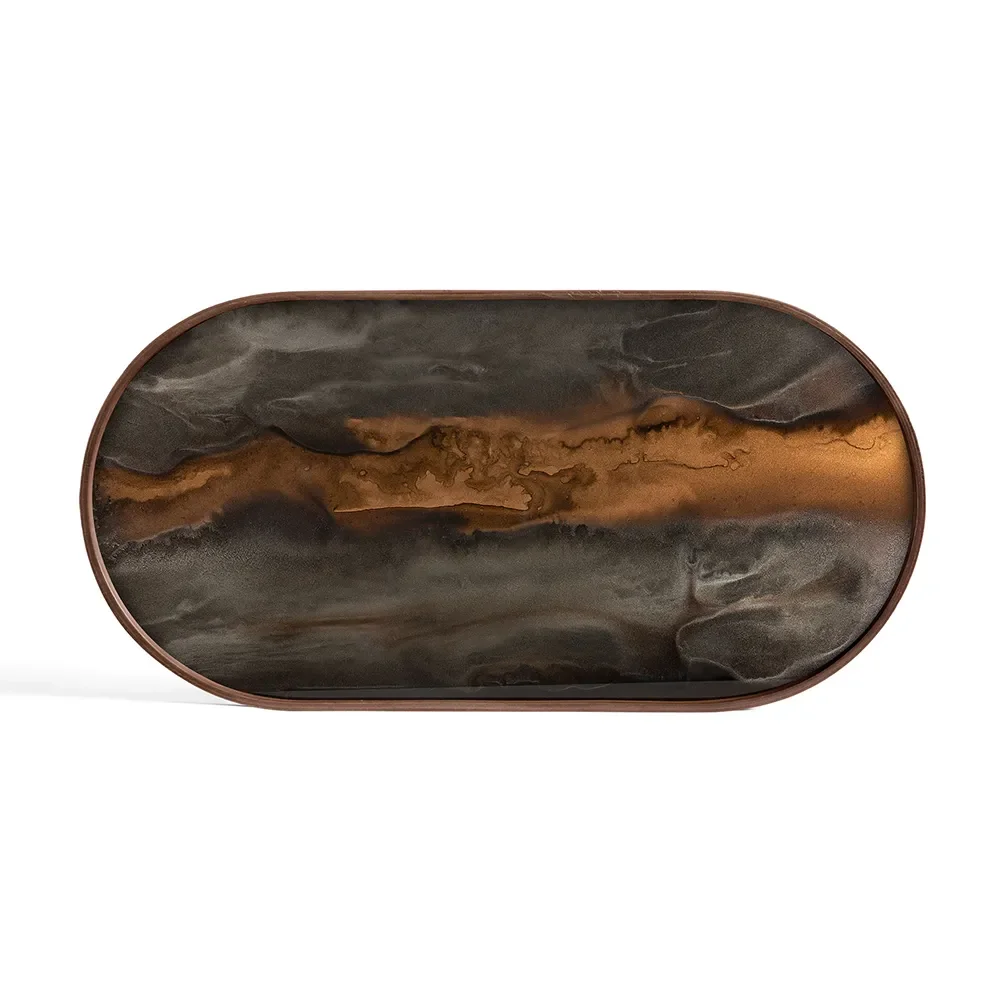 Ethnicraft, Organic lasi tarjotin soikea M bronze