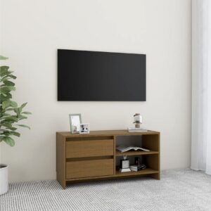 TV-taso hunajanruskea 80x31x39 cm täysi mänty - Ruskea