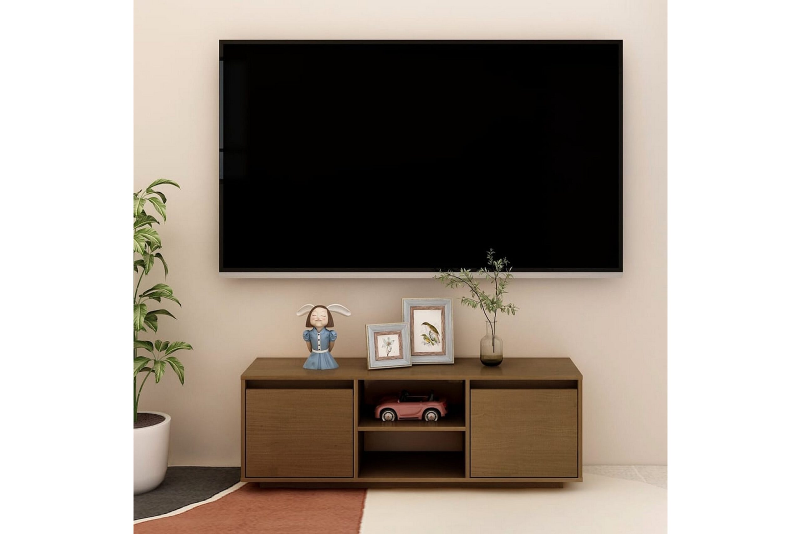 TV-taso hunajanruskea 110x30x40 cm täysi mänty - Ruskea
