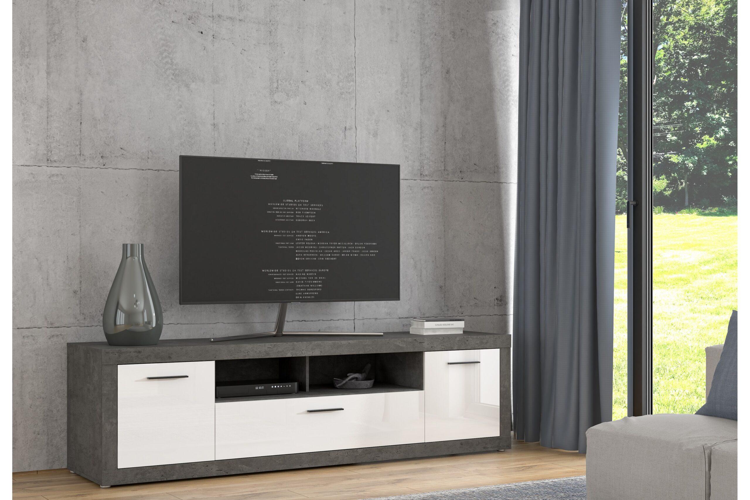 TV-taso Belchin 213 cm - Harmaa/Valkoinen