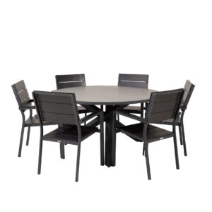 Ruokailuryhmä Parma Pyöreä 140 cm 6 Levels tuolia - Musta/Harmaa