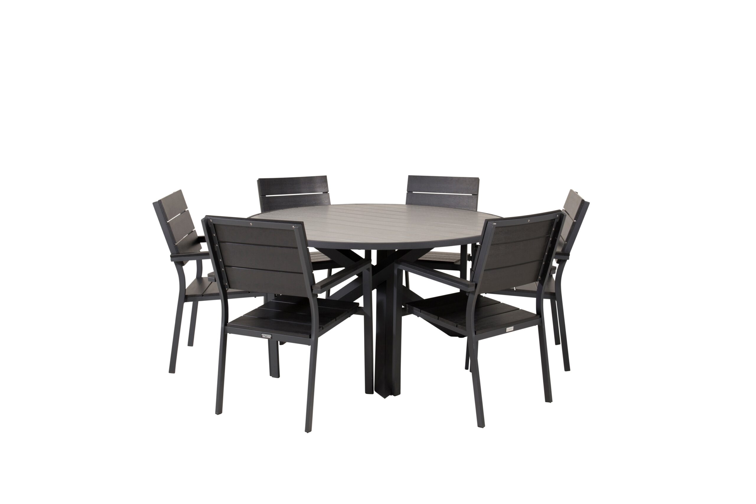 Ruokailuryhmä Parma Pyöreä 140 cm 6 Levels tuolia - Musta/Harmaa