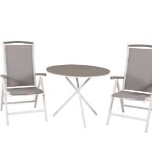 Ruokailuryhmä Parma Pyöreä 90 cm 2 Albany tuolia - Valkoinen/Harmaa