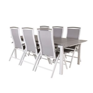 Ruokailuryhmä Levels Jatk 224 cm 6 Albany tuolia - Harmaa/Valkoinen