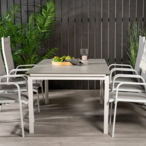 Ruokailuryhmä Levels Jatk 160 cm 6 Copacabana tuolia - Valkoinen
