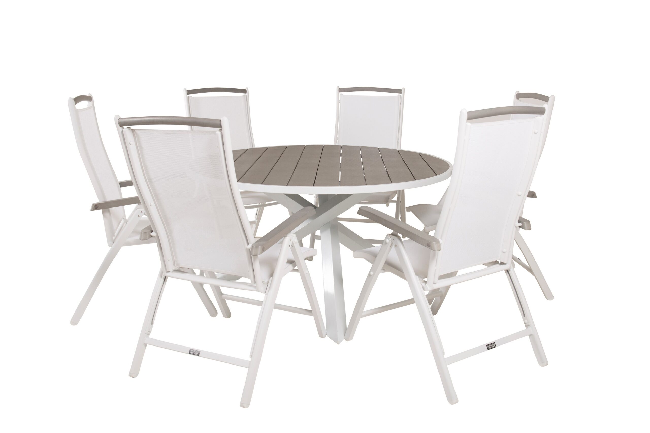 Ruokailuryhmä Parma Pyöreä 140 cm 6 Albany tuolia - Valkoinen/Harmaa