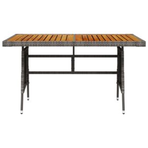 Puutarhapöytä harmaa 130x70x72 cm polyrottinki ja akaasiapuu - Harmaa