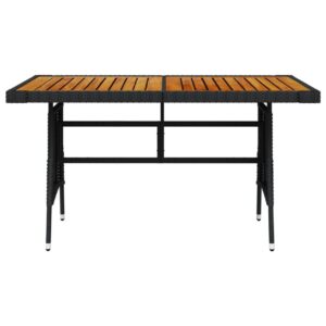Puutarhapöytä musta 130x70x72 cm polyrottinki ja akaasiapuu - Musta