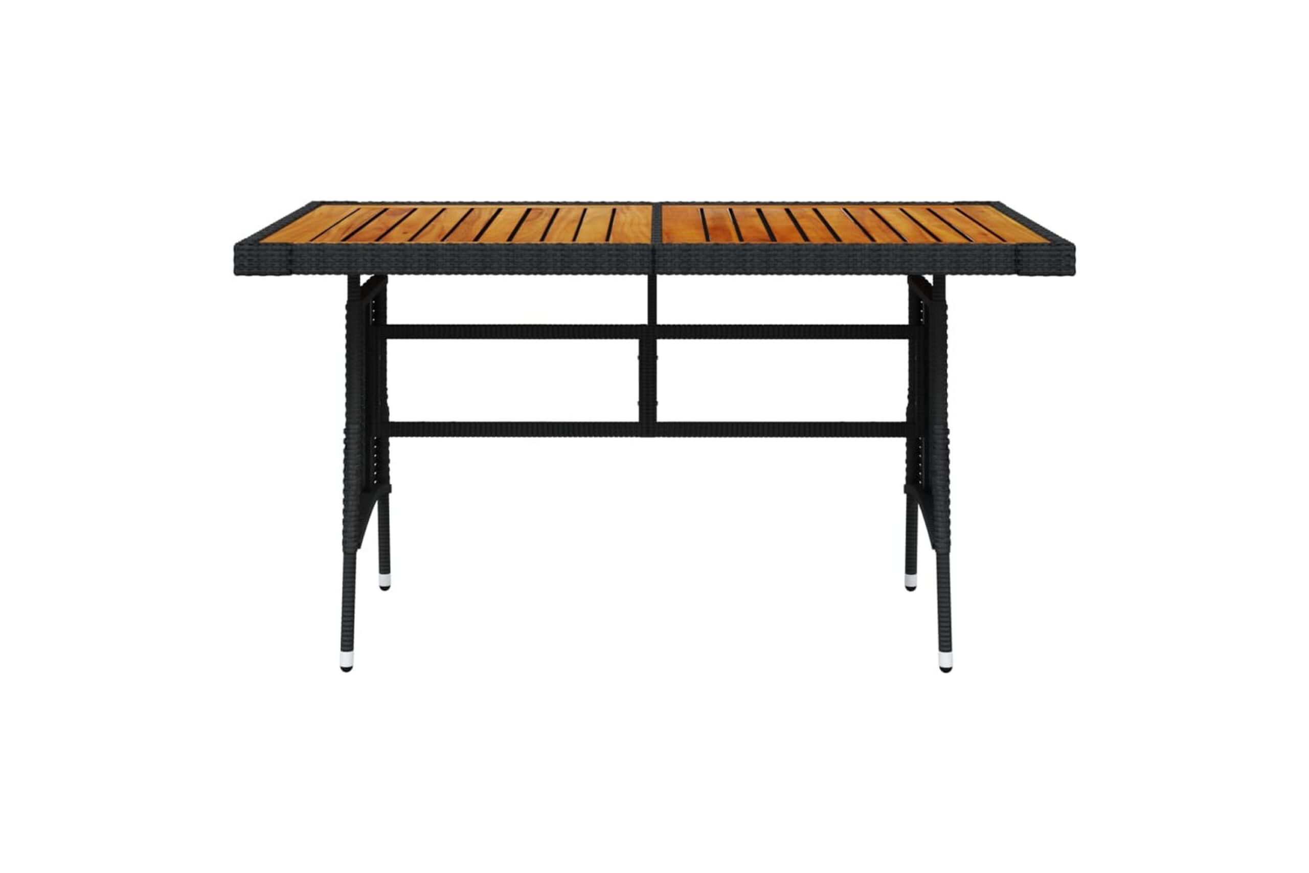Puutarhapöytä musta 130x70x72 cm polyrottinki ja akaasiapuu - Musta