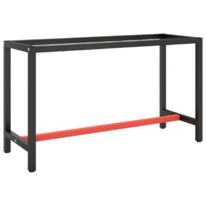 Työpenkin runko mattamusta ja -punainen 140x50x79 cm metalli - Musta