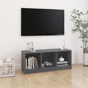 TV-taso harmaa 104x33x41 cm täysi mänty - Harmaa