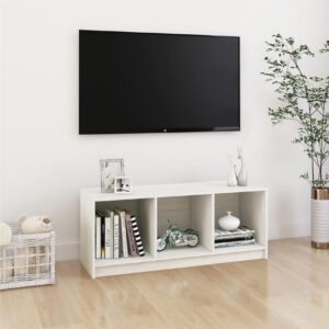 TV-taso valkoinen 104x33x41 cm täysi mänty - Valkoinen