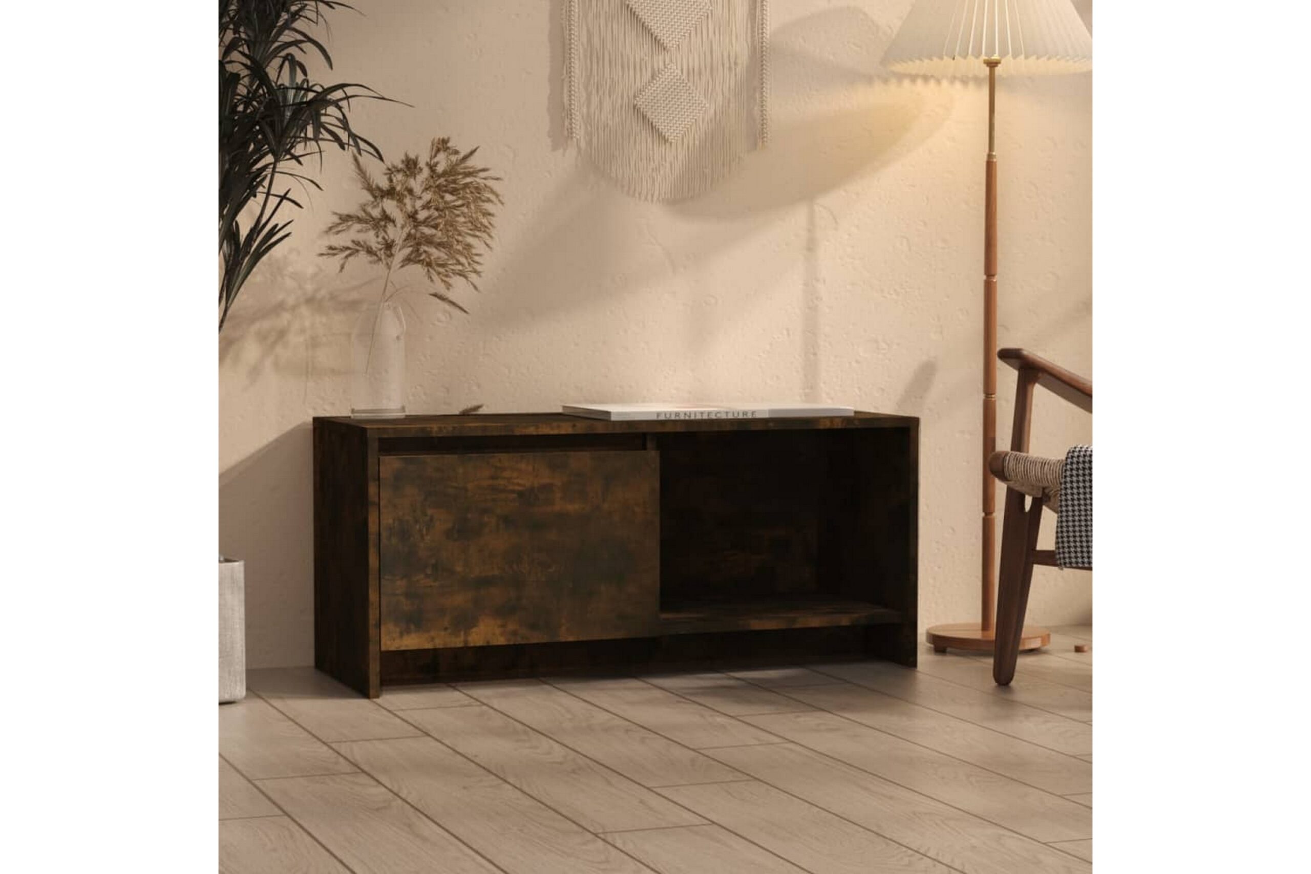 TV-taso savutammi 90x35x40 cm lastulevy - Ruskea