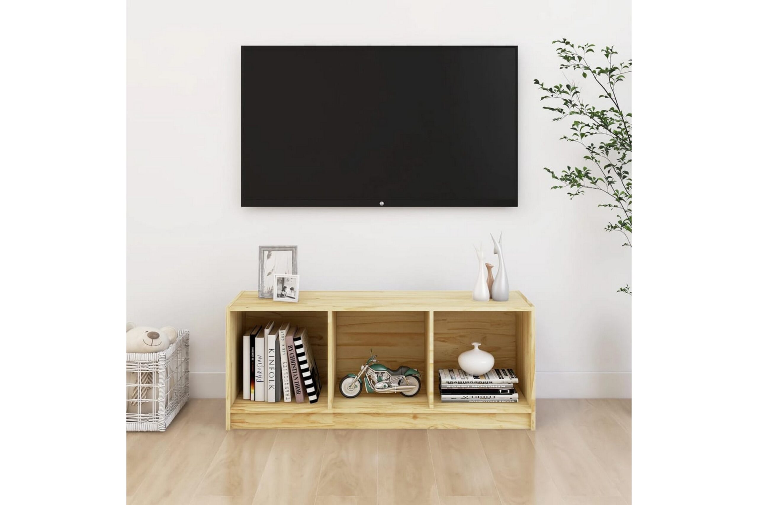 TV-taso 104x33x41 cm täysi mänty - Ruskea