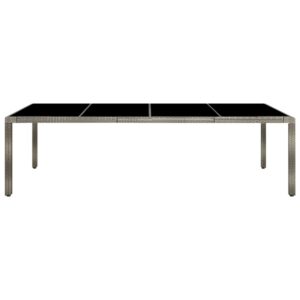 Puutarhapöytä 250x100x75cm karkaistu lasi ja polyrottinki ha - Harmaa
