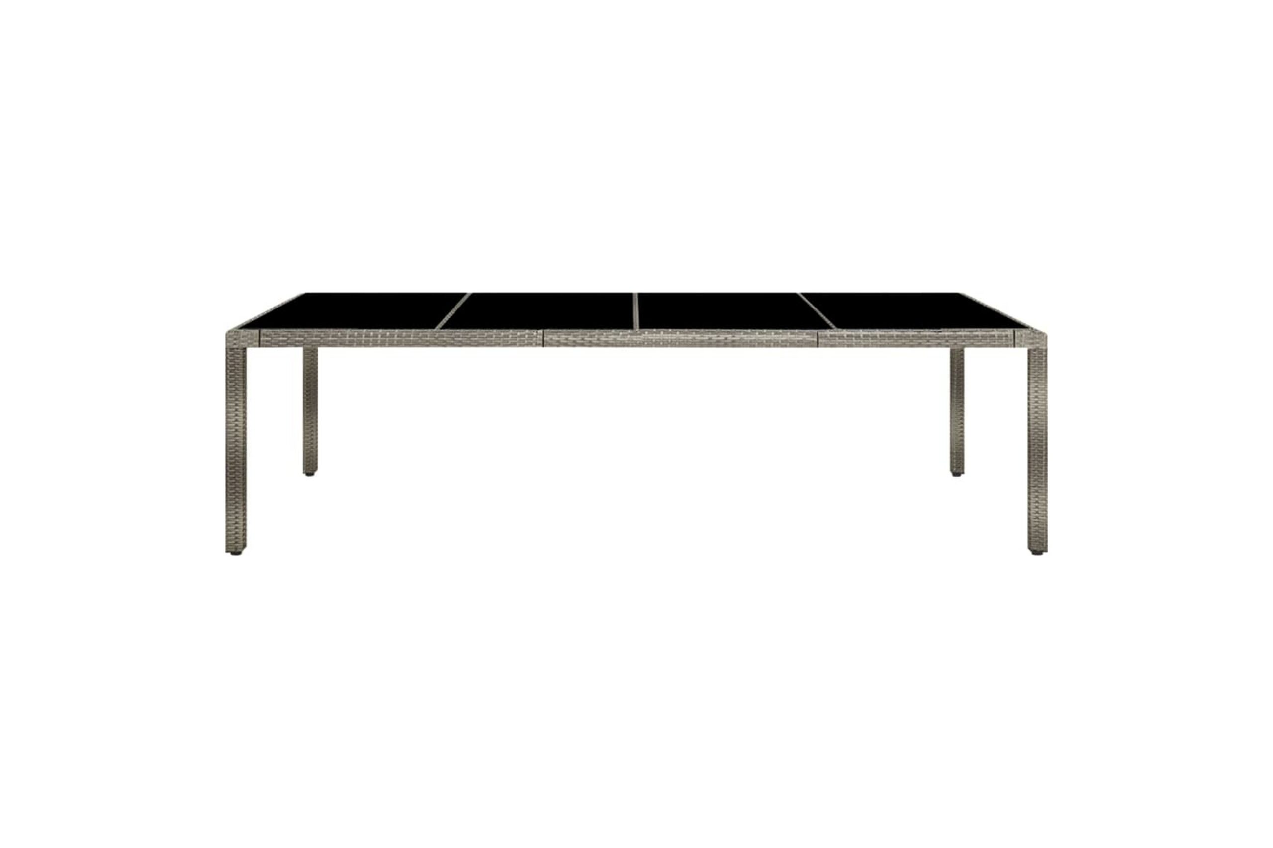 Puutarhapöytä 250x100x75cm karkaistu lasi ja polyrottinki ha - Harmaa