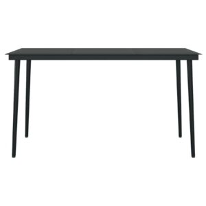 Puutarhan ruokapöytä musta 140x70x74 cm teräs ja lasi - Musta