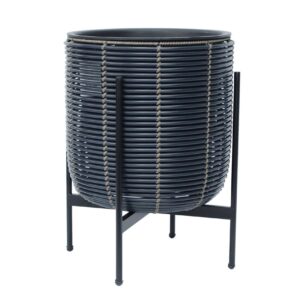 Kukkaruukku Wicker Telineellä 38x38xH49 cm Musta -